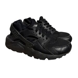 Nike Air Huarache Run Triple Black Kids Sneakers 654275-016 Size 4Y